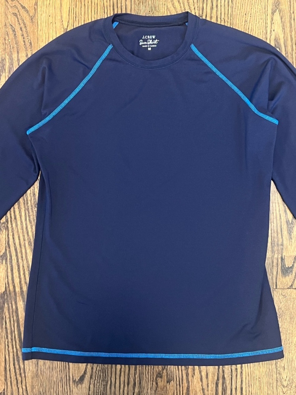 J. Crew Long Sleeve Women’s Swim Top - Navy with Blue Trim - Picture 2 of 3